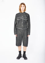 Load image into Gallery viewer, Airei Deconstructed Trucker Denim Jacket (Black)
