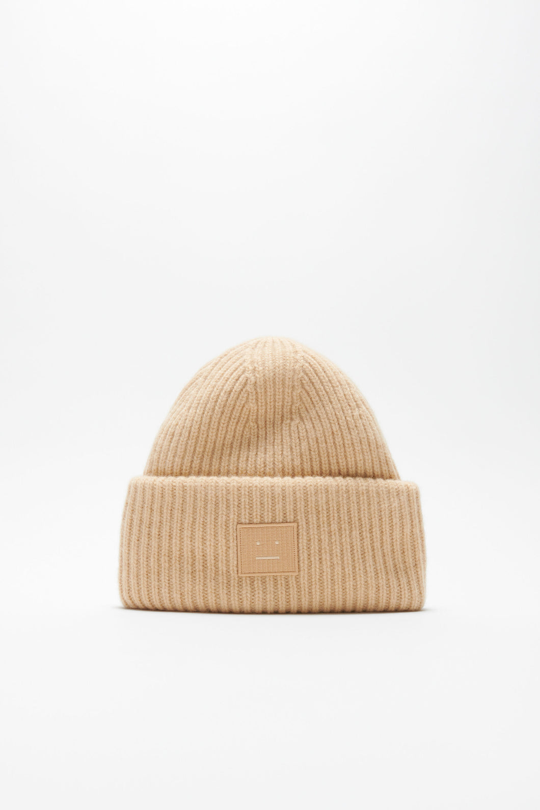 Acne Studios Large face Logo Beanie (Biscuit Beige)