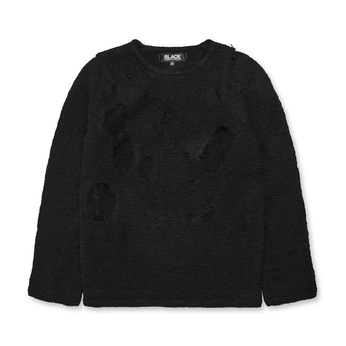 BLACK Comme Des Garçons Distressed Crewneck Sweater (Black)