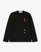 Load image into Gallery viewer, PLAY Comme des Garçons Multi Red Heart Longsleeve T-Shirt (Black)
