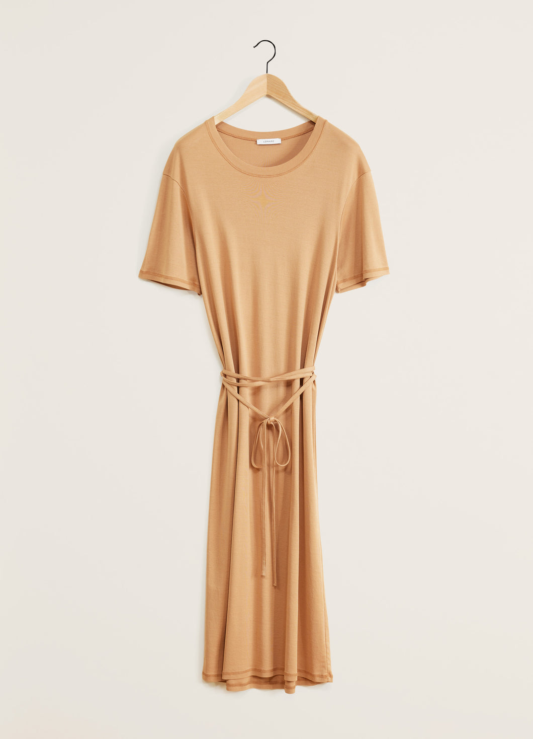 Lemaire Belted Rib T-Shirt Dress (Burnt Sand)