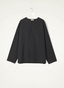 Lemaire Collarless Relaxed Shirt (Black)