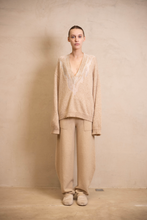 Load image into Gallery viewer, UMA WANG Long Sleeve V Top (Tan)
