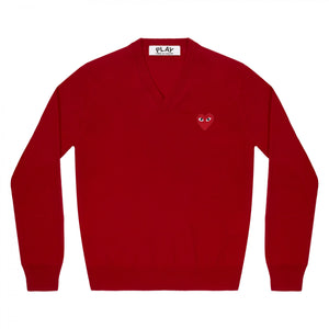 Red Play Comme des Garçons V-Neck Sweater (Red)