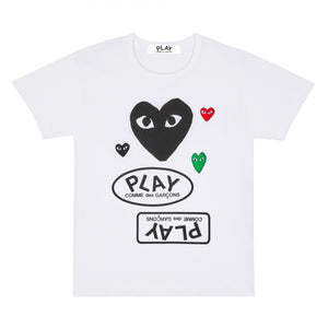 Play Comme des Garçons Logo T-Shirt with Black Heart (White)