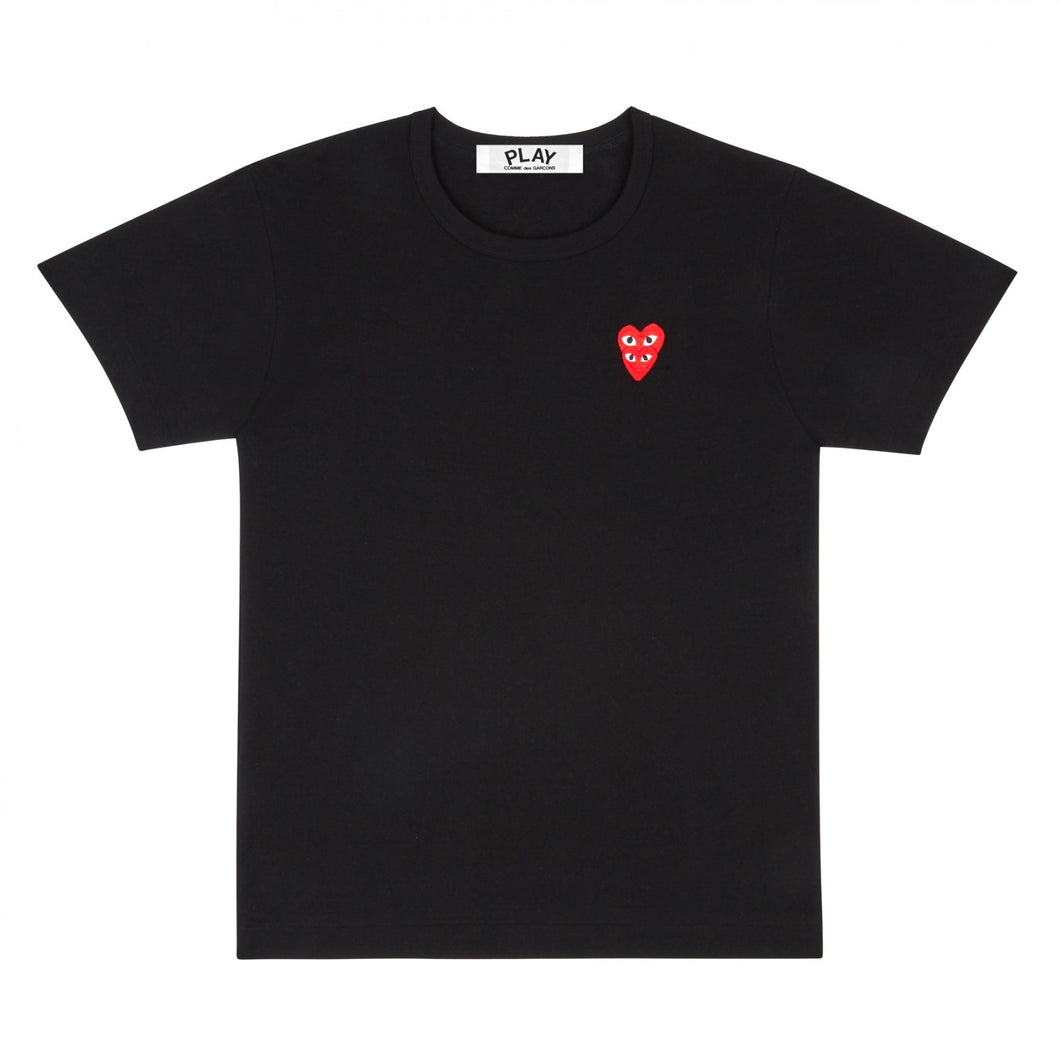 Play Comme des Garçons T-Shirt with Double Red Heart (Black)