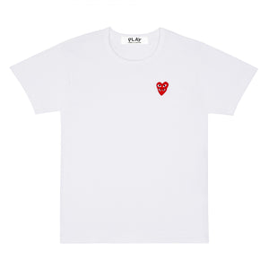 Play Comme des Garçons T-Shirt with Double Red Heart (White)