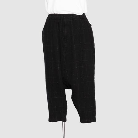 Black Comme Des Garçons checked drop-crotch trousers - White