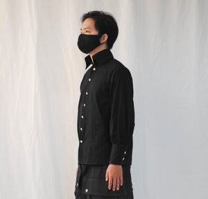 Youths in Balaclava High Collar Blouse (Black)