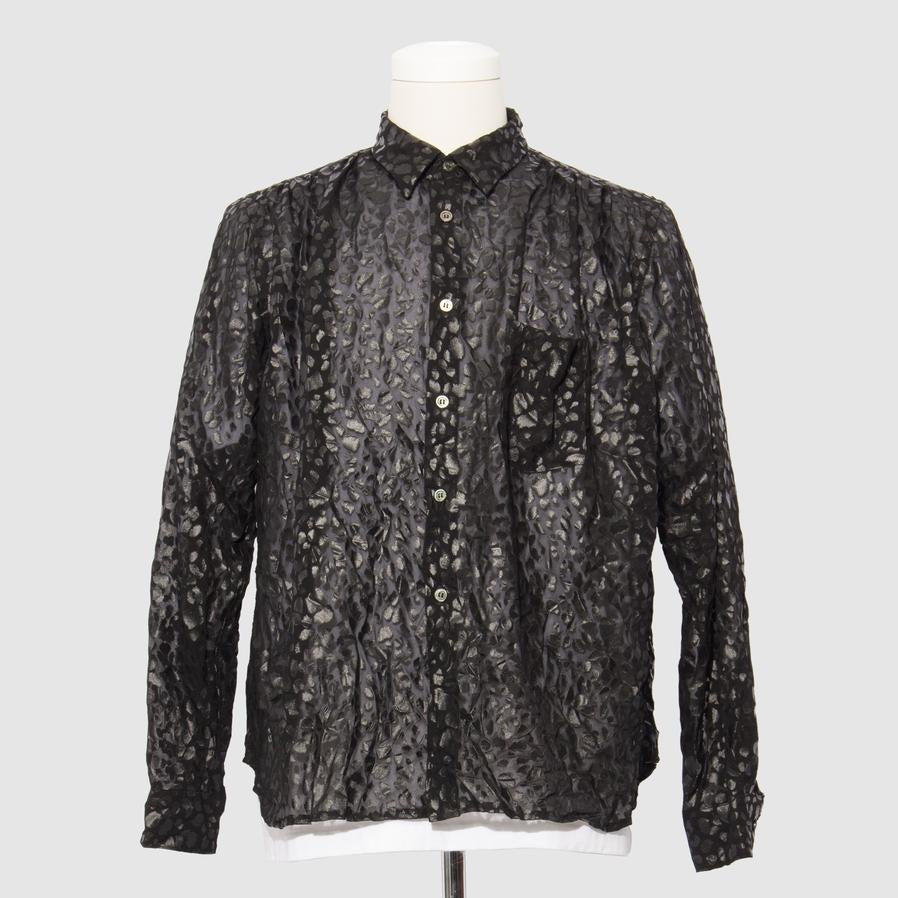 BLACK Comme des Garçons Leopard Print Gathered Shirt (Black)
